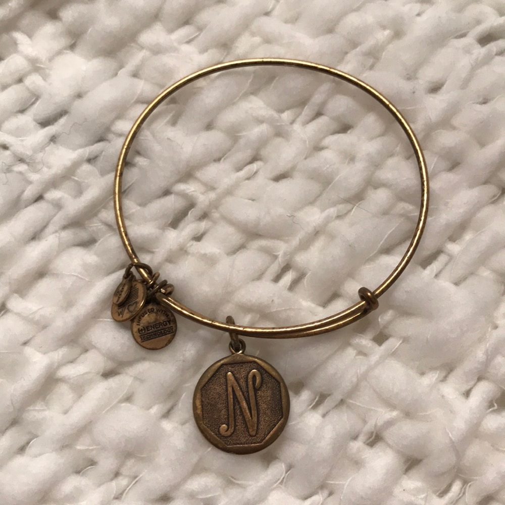 Alex and ani brushed gold “N” bracelet